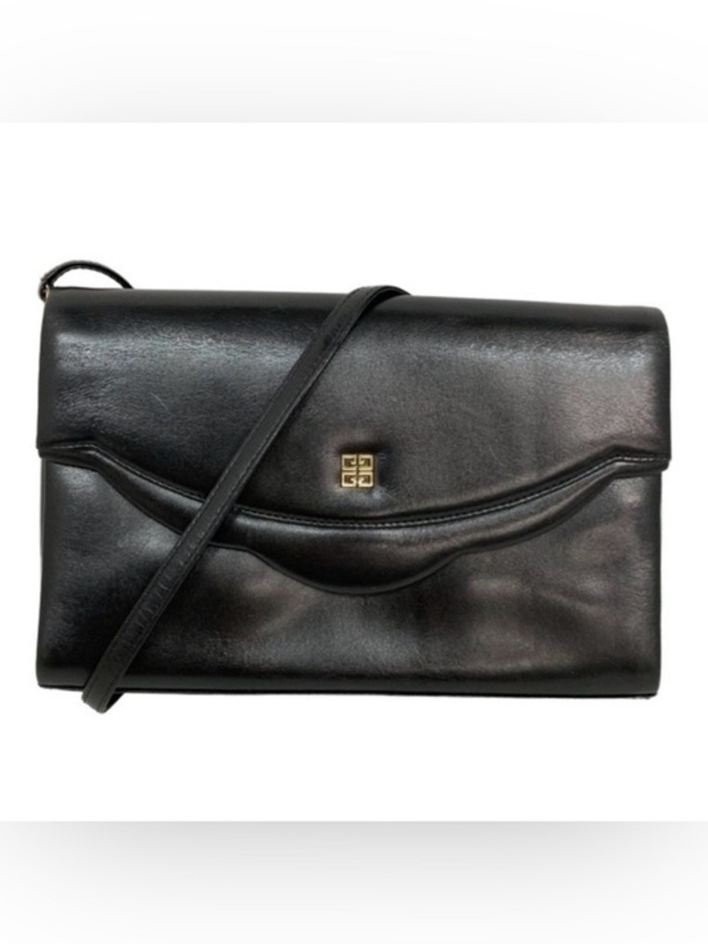 GIVENCHY vintage Sacs Black Leather Convertible Crossbody / Clutch bag